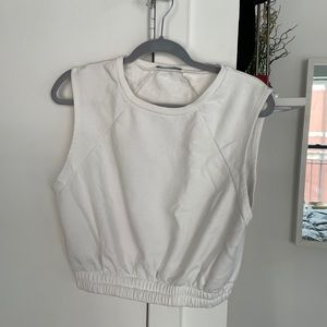 Zara Crop Sporty White Sleeveless Top sz L